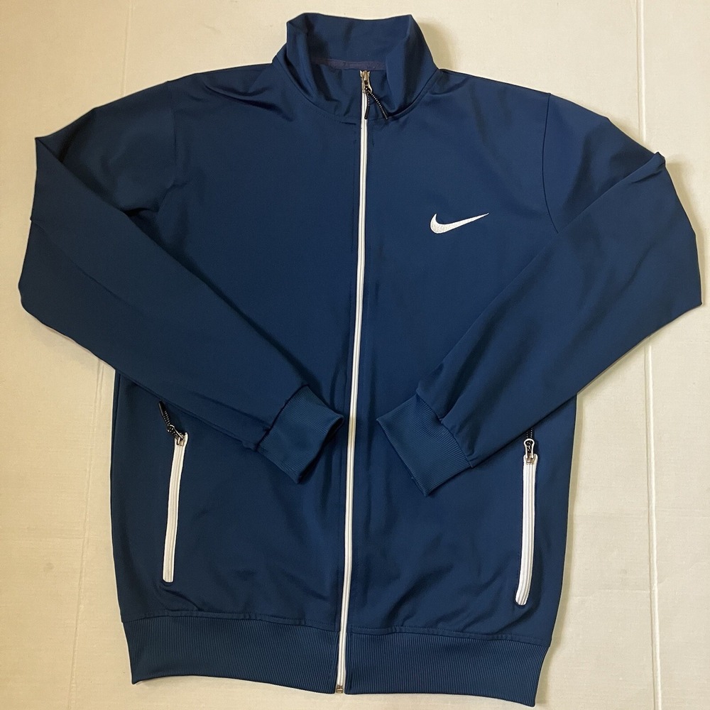 Nike Dri Fit Women Full Zip Fleece Blue Jacket Zip Pockets Size XXL Cotton Blend